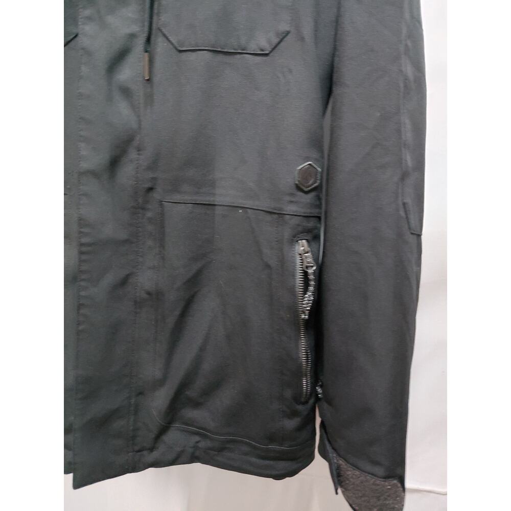 Volcom Black Hooded Jacket Solid Polyester Size S - image 3